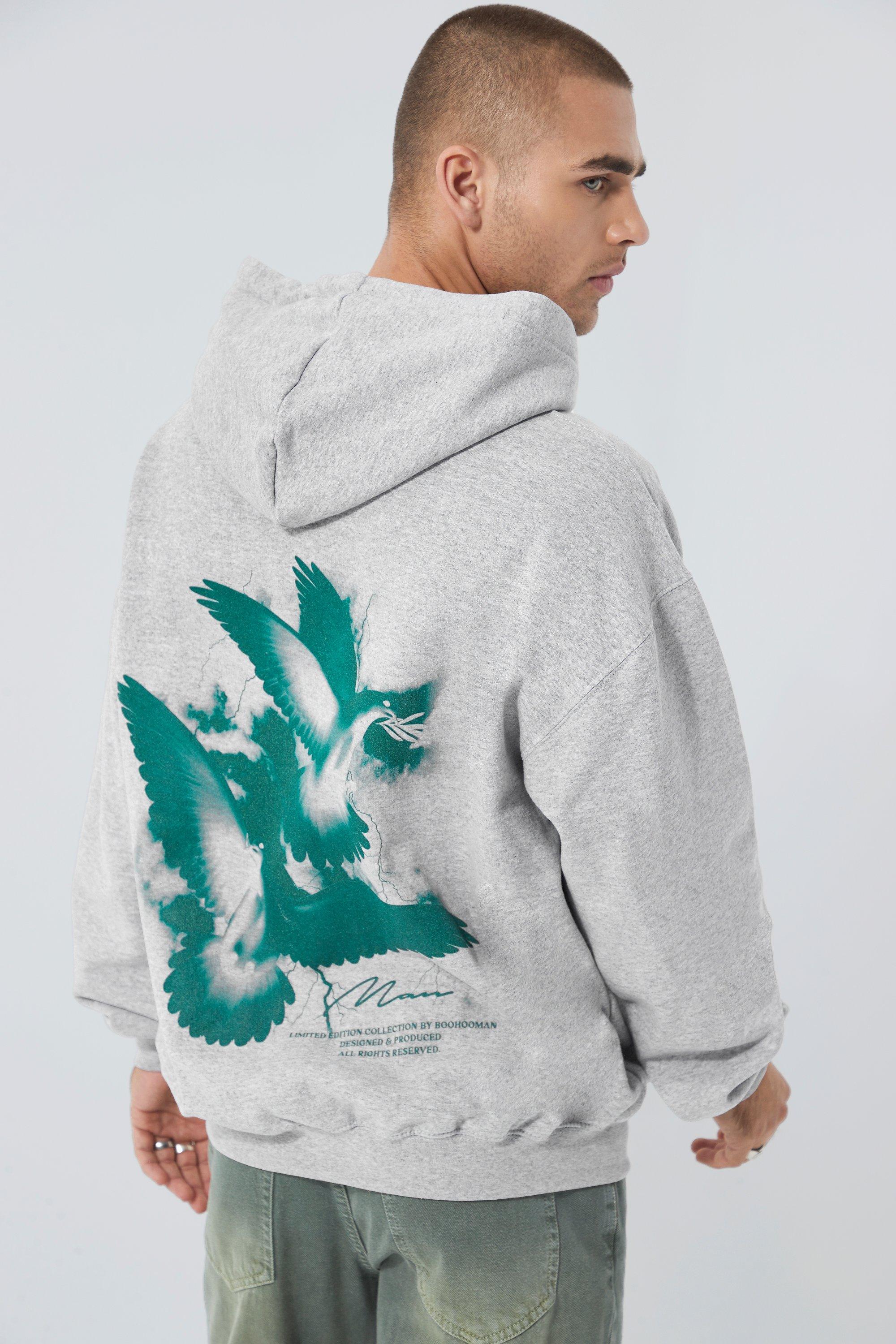 Oversized Dove Graphic Hoodie